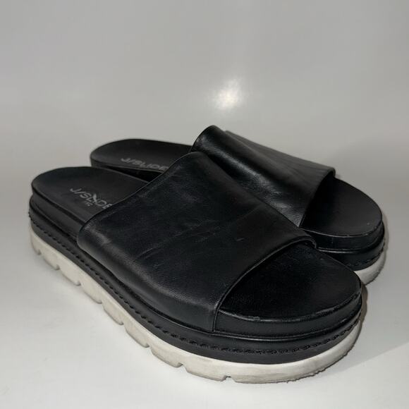 J/Slides Bibby black platform slip on leather sandals. Size 6.5 - Picture 4 of 8